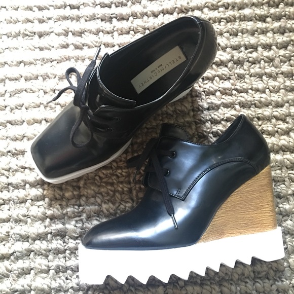 STELLA MCCARTNEY Leana Black Wedge Oxford - Picture 3 of 6
